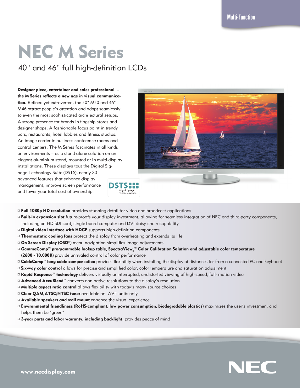 NEC M40-2-AV User Manual | 2 pages