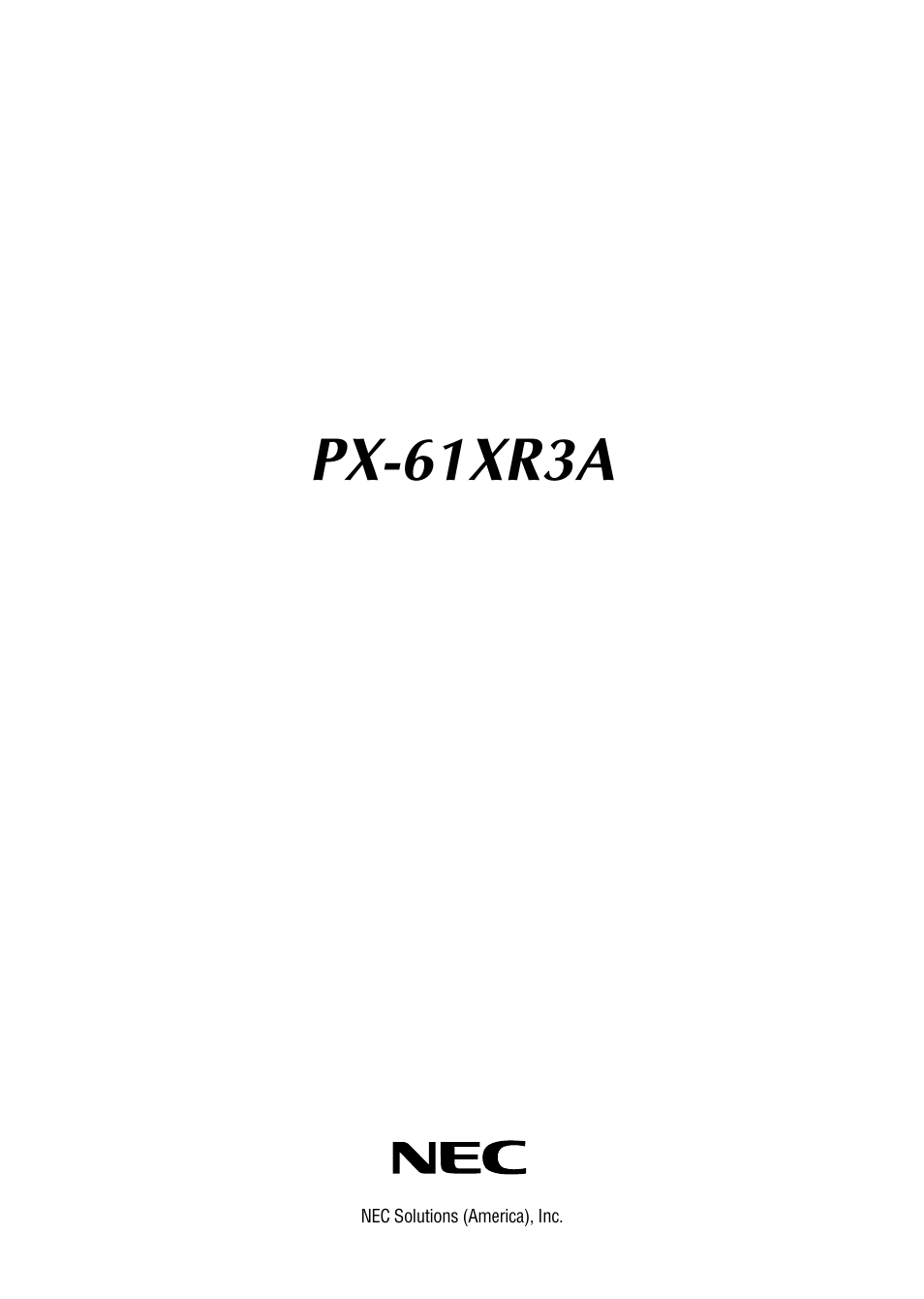 NEC PX-61XR3A User Manual | 8 pages