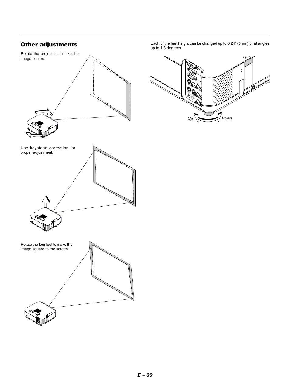 Other adjustments, E – 30 | NEC GT950 User Manual | Page 30 / 66