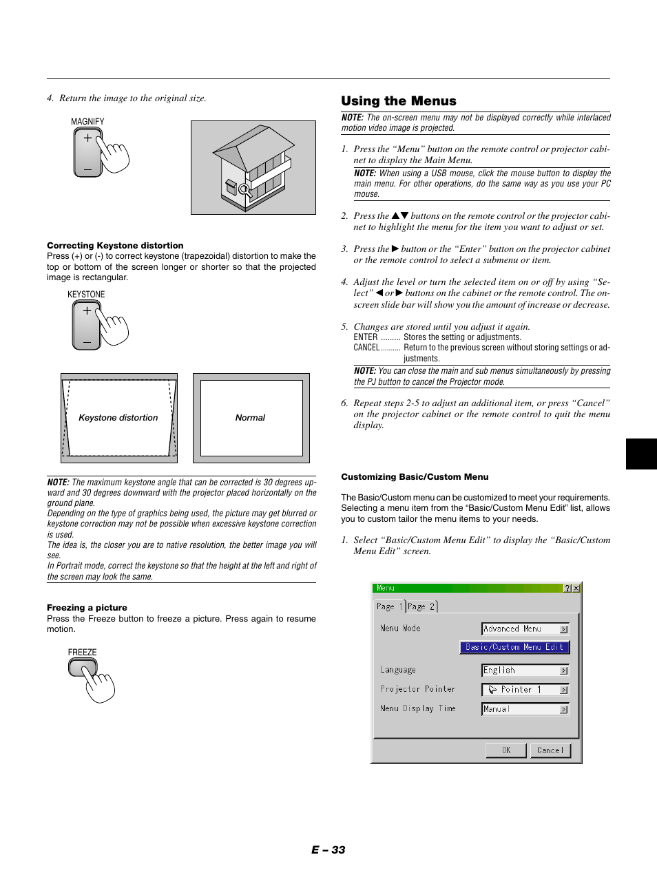 Using the menus | NEC GT950 User Manual | Page 33 / 66
