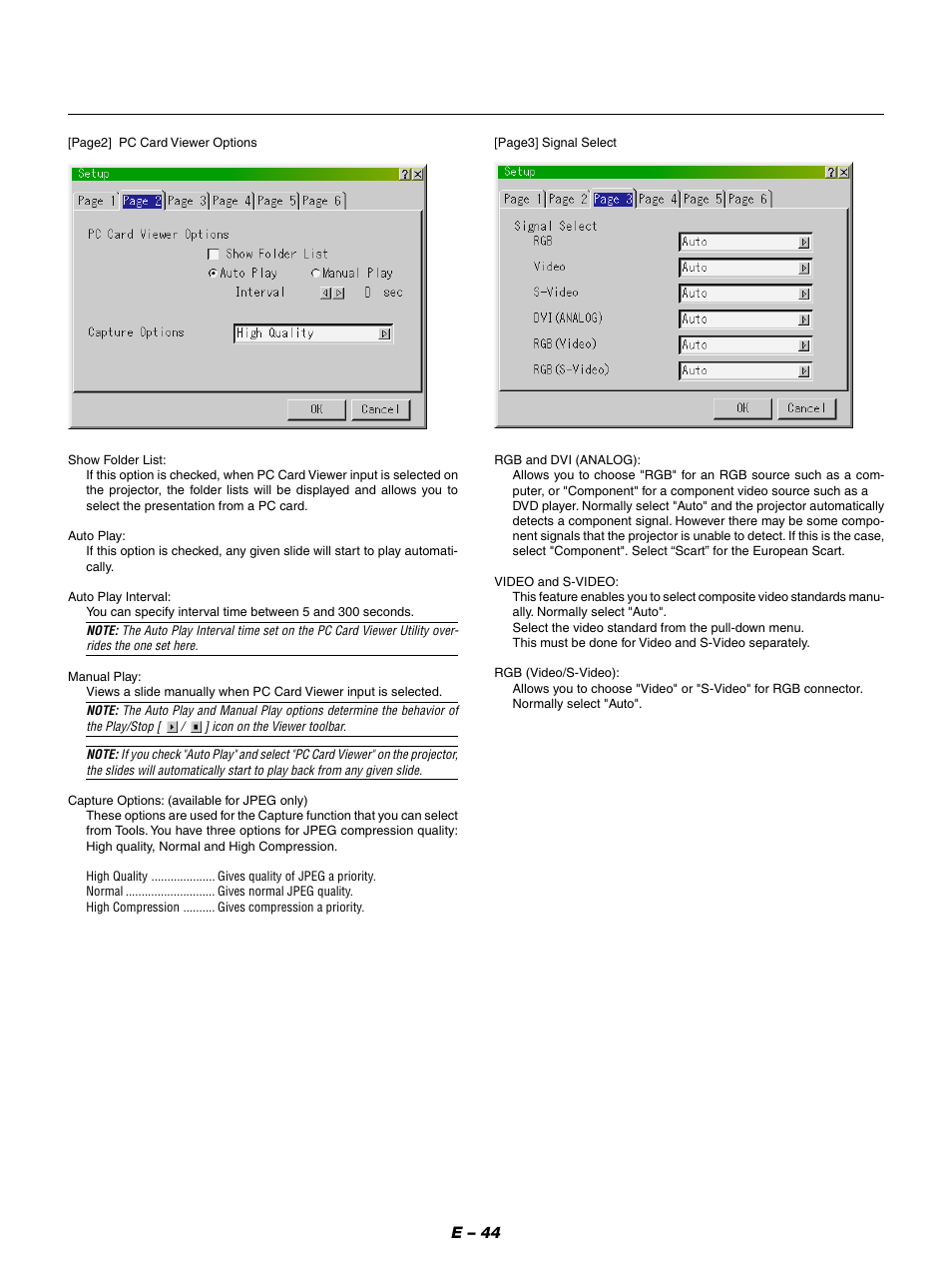 E – 44 | NEC GT950 User Manual | Page 44 / 66