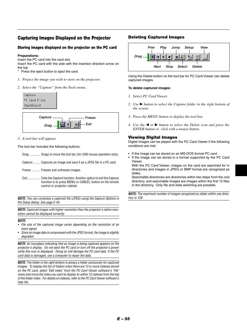 Capturing images displayed on the projector | NEC GT950 User Manual | Page 55 / 66