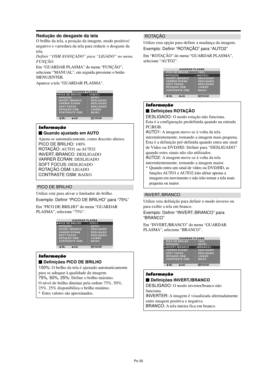 Redução do desgaste da tela | NEC split screen Model User Manual | Page 140 / 148