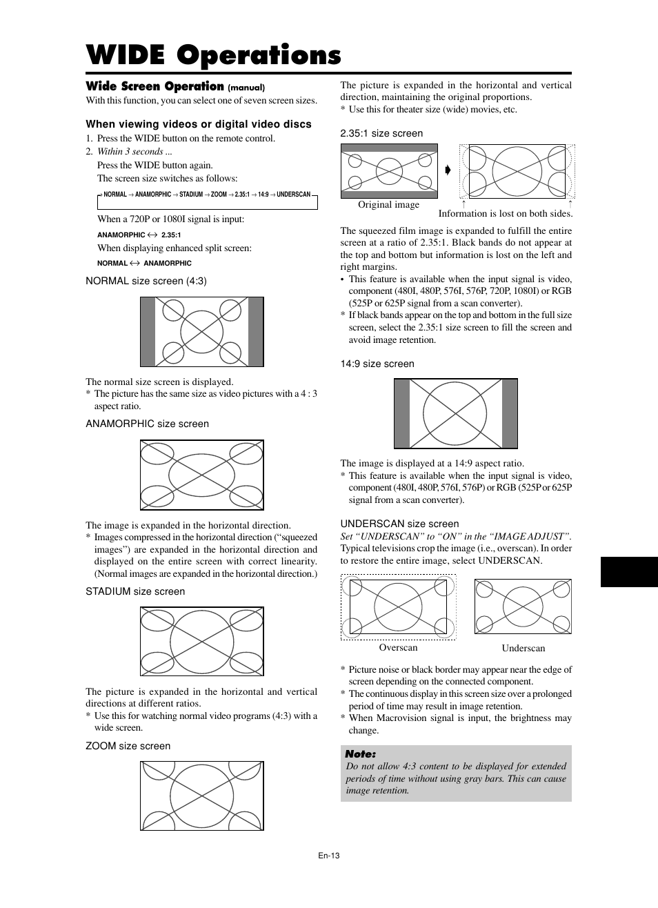 Wide operations | NEC split screen Model User Manual | Page 15 / 148