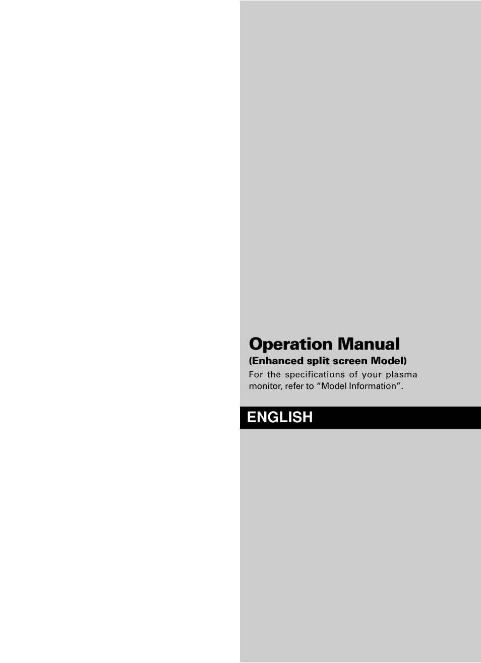 Operation manual, English | NEC split screen Model User Manual | Page 3 / 148