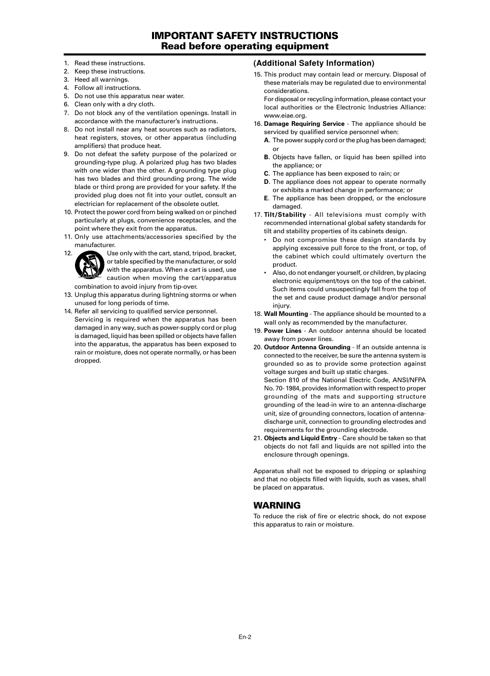 Warning | NEC split screen Model User Manual | Page 4 / 148