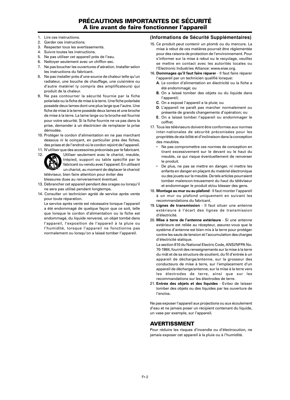 Avertissment | NEC split screen Model User Manual | Page 40 / 148