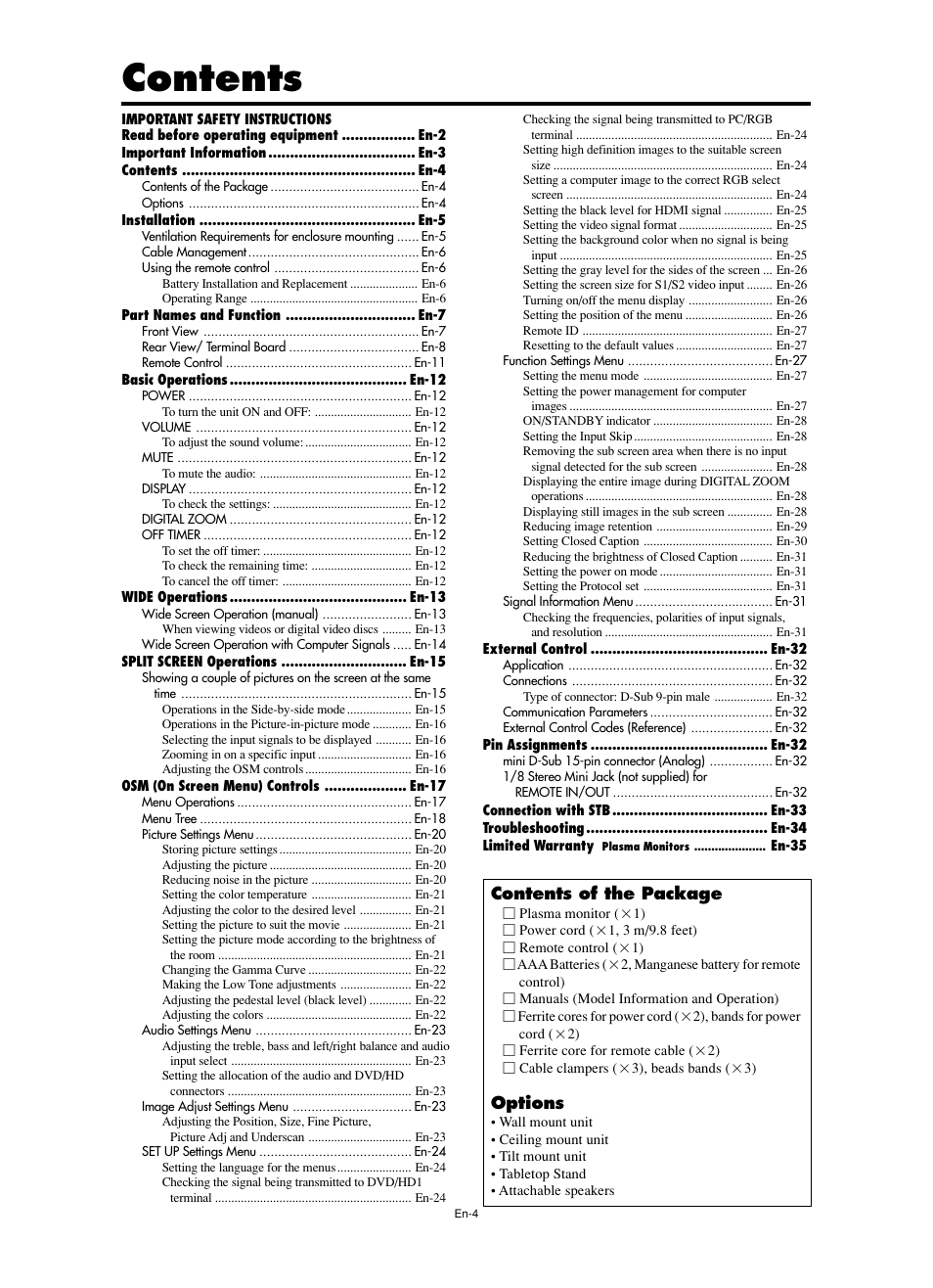 NEC split screen Model User Manual | Page 6 / 148