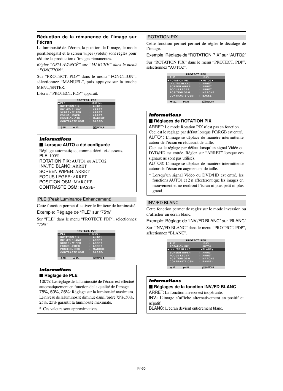 Réduction de la rémanence de l’image sur l’écran | NEC split screen Model User Manual | Page 68 / 148