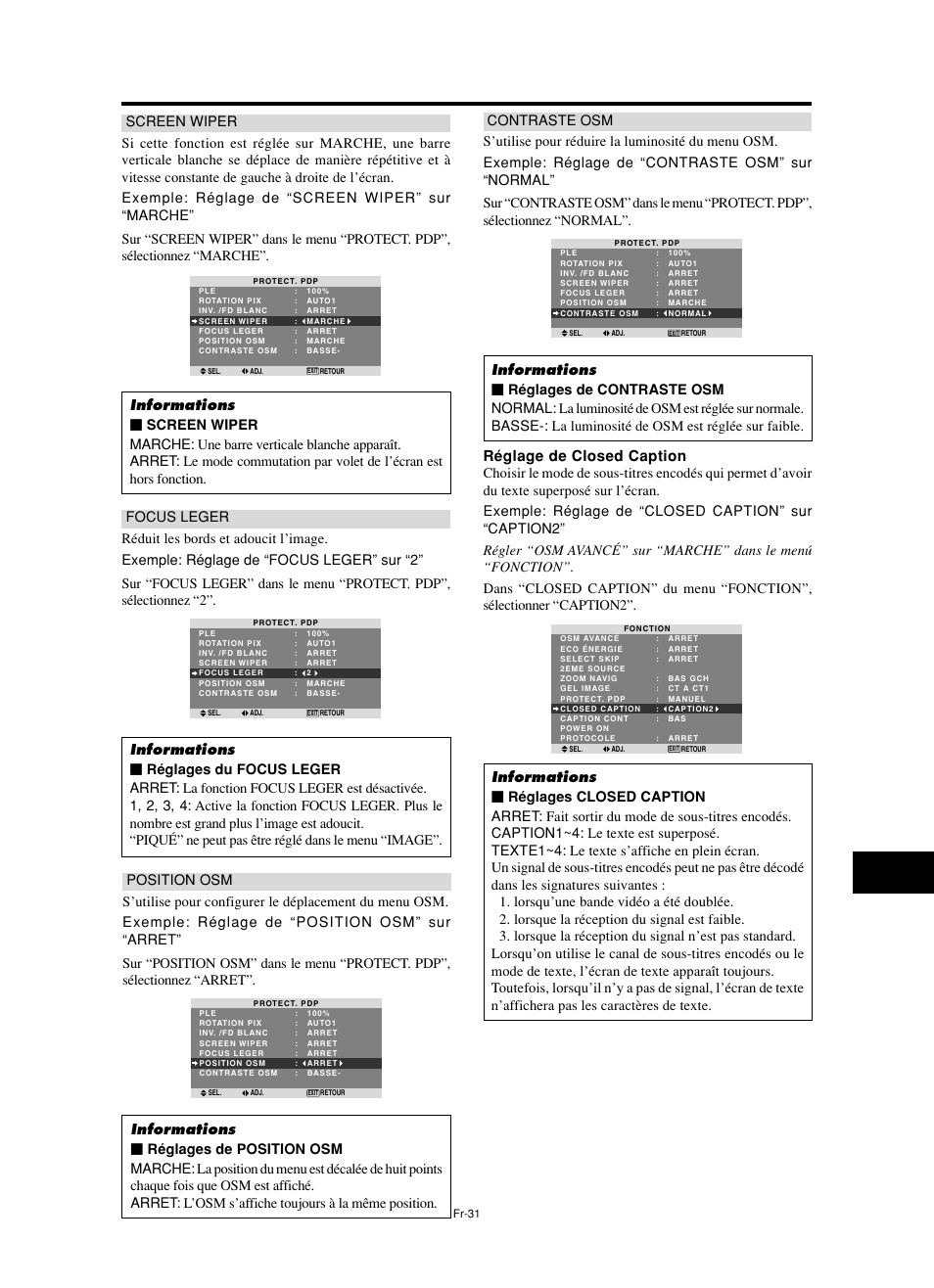 Réglage de closed caption | NEC split screen Model User Manual | Page 69 / 148