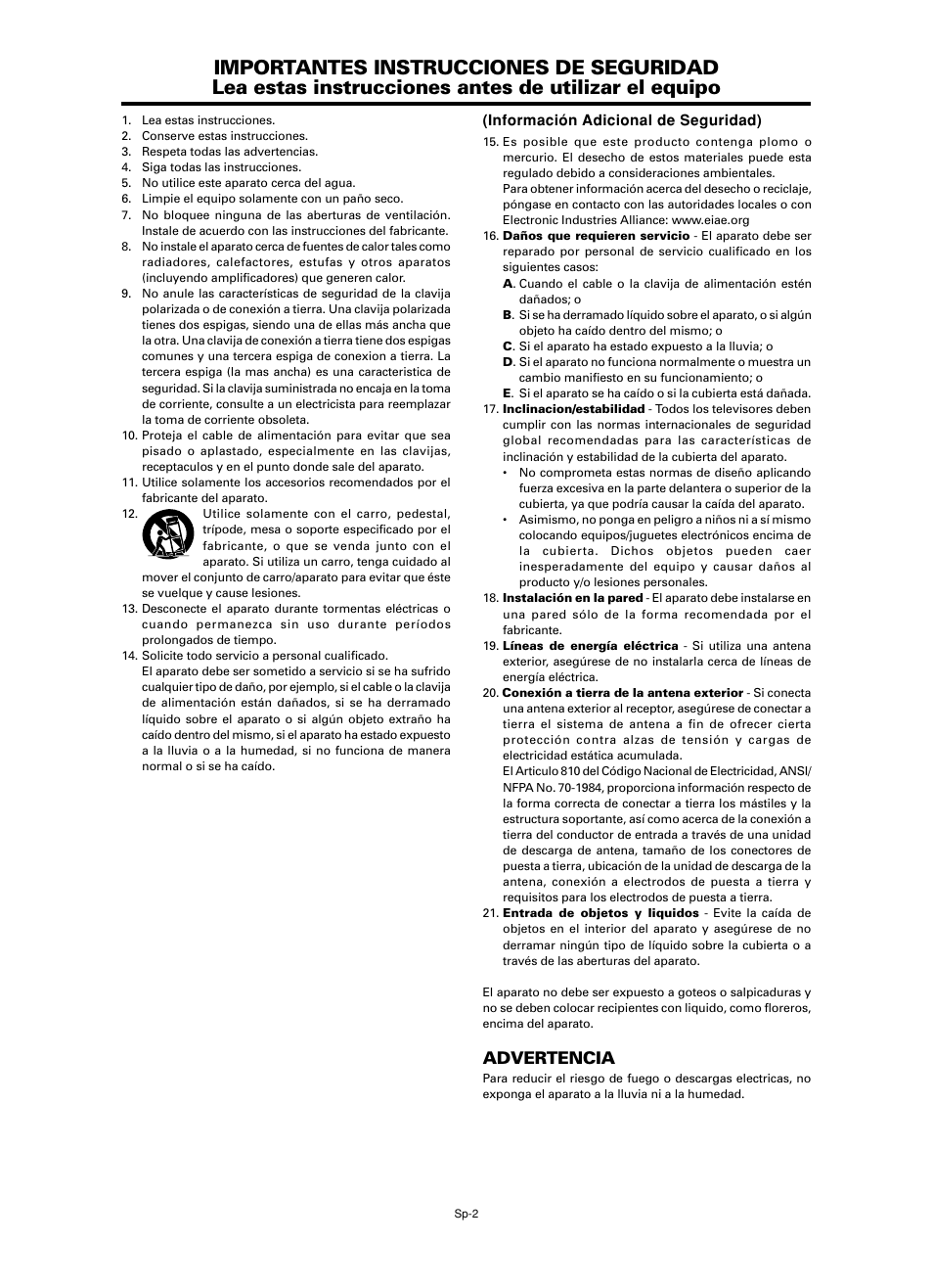 Advertencia | NEC split screen Model User Manual | Page 76 / 148