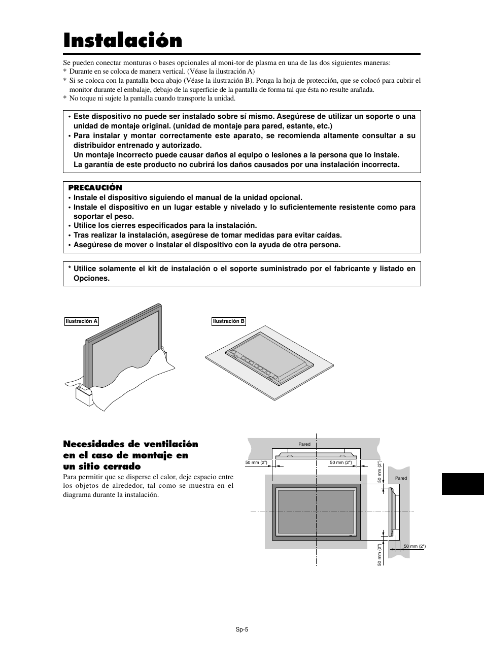 Instalación | NEC split screen Model User Manual | Page 79 / 148