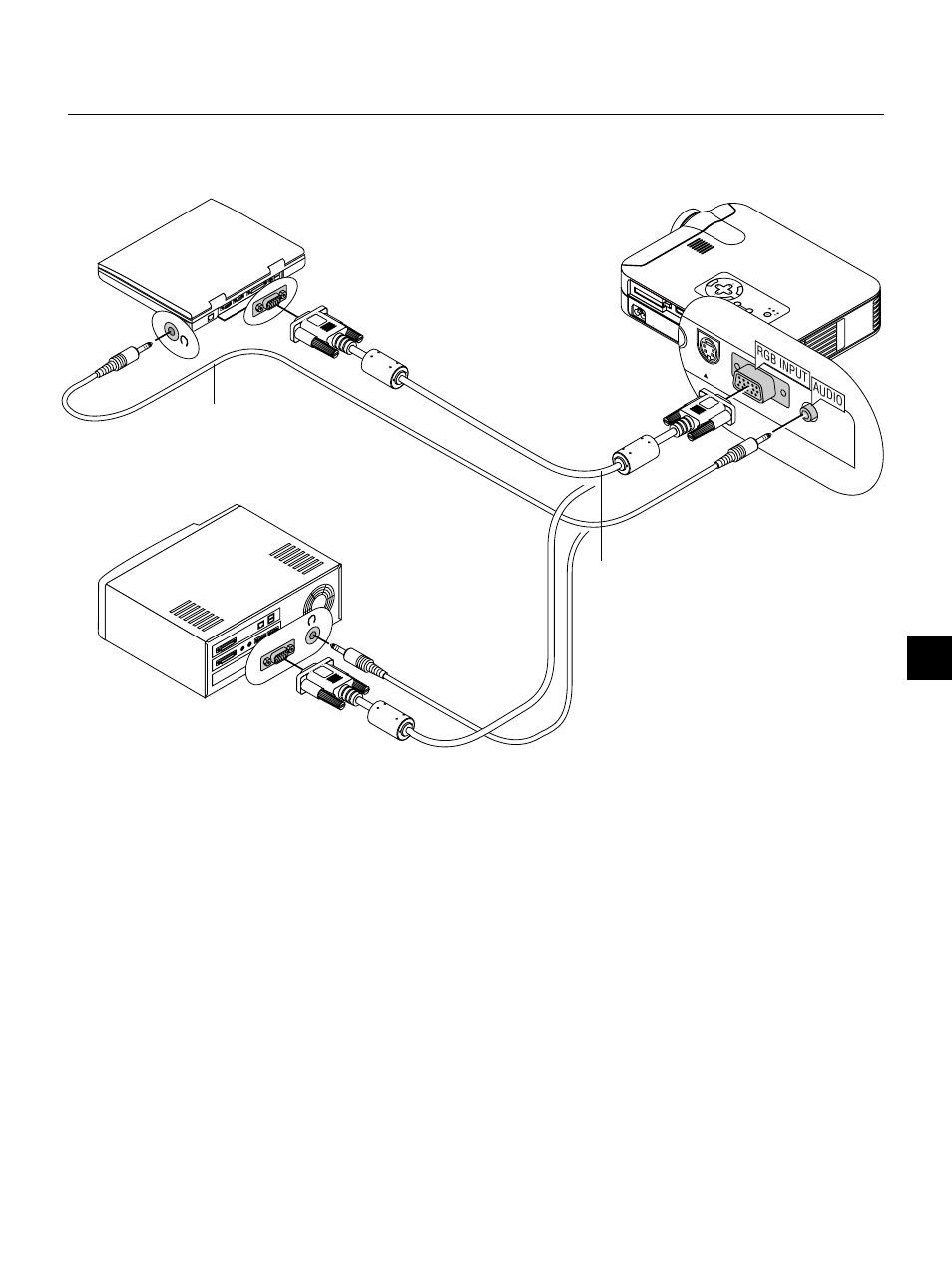 Connecting your pc, E – 19, Ue nter | NEC LT155 User Manual | Page 19 / 56