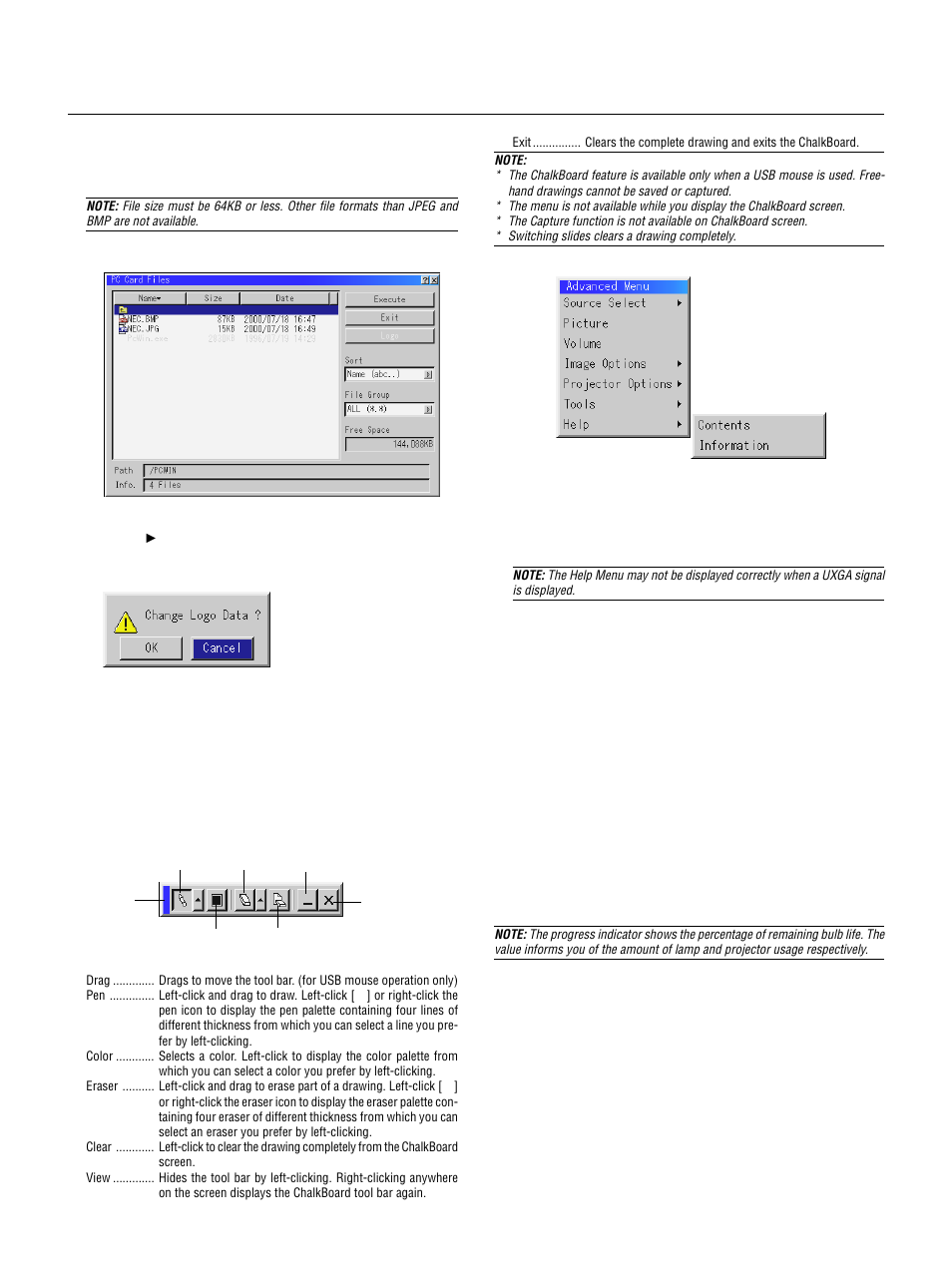 E – 40, Help | NEC LT155 User Manual | Page 40 / 56