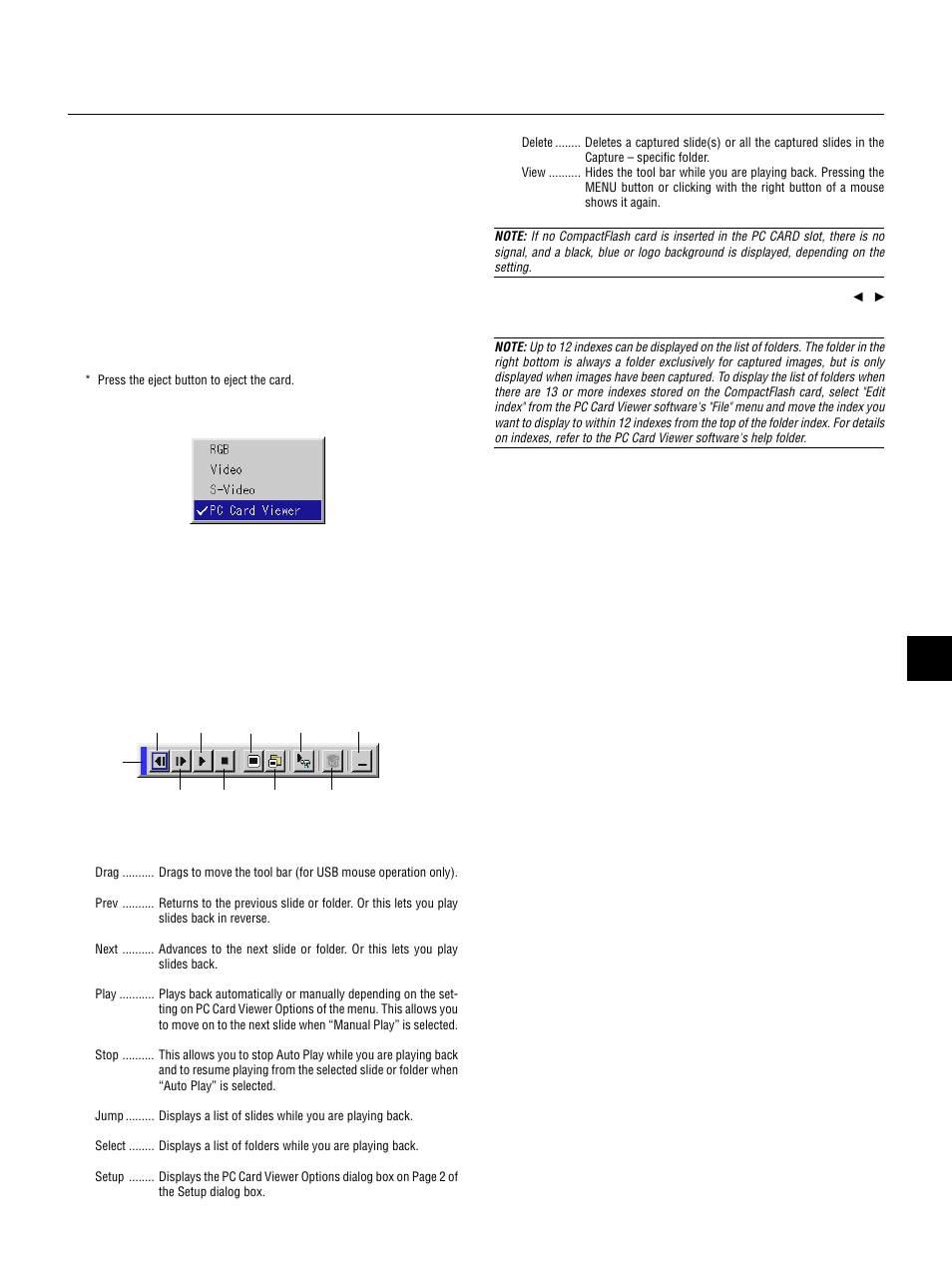 E – 43, Projecting slides | NEC LT155 User Manual | Page 43 / 56