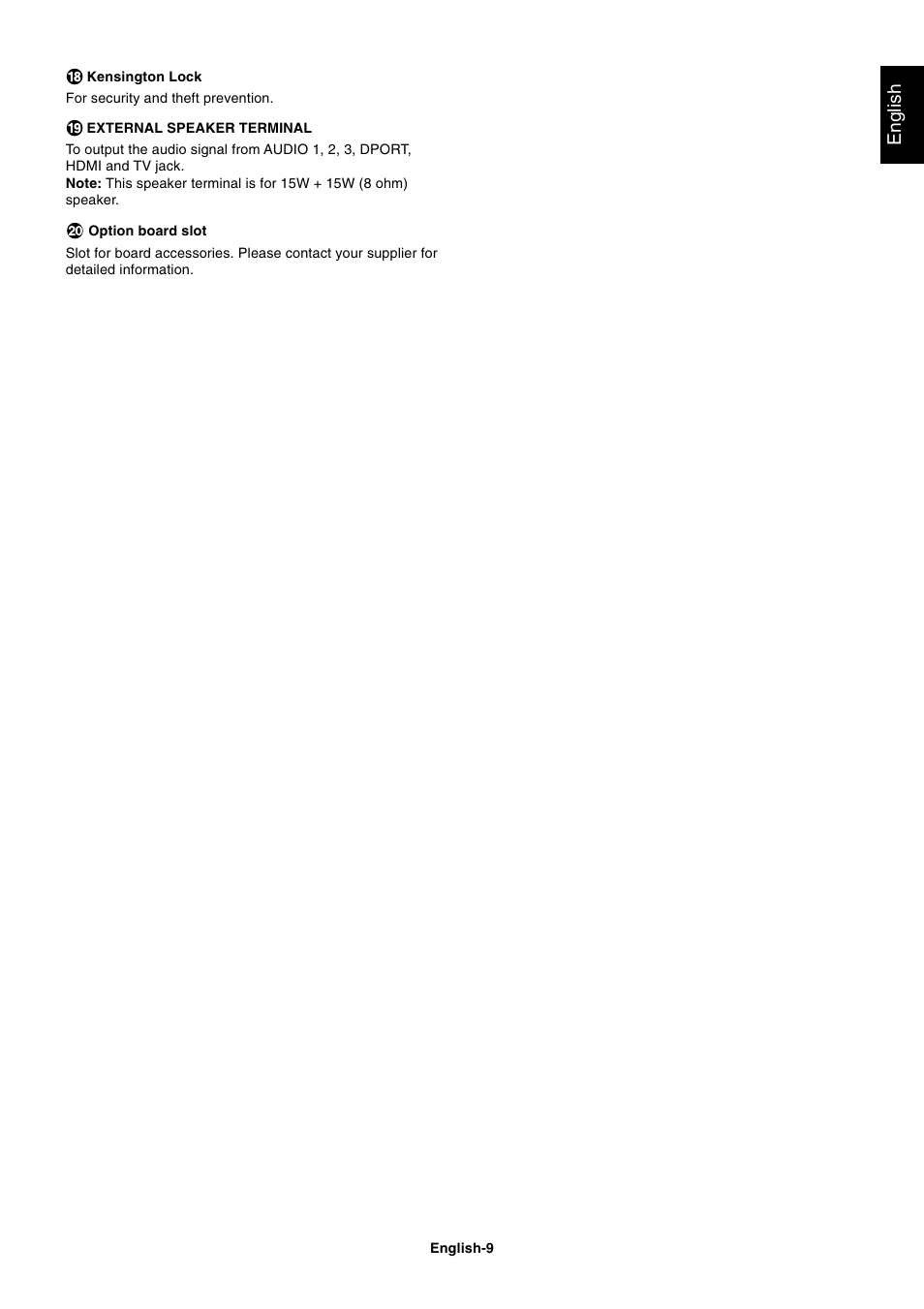 English | NEC MultiSync S521 User Manual | Page 11 / 39