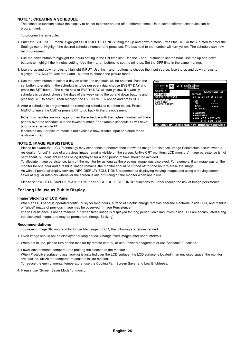 For long life use as public display | NEC MultiSync S521 User Manual | Page 28 / 39