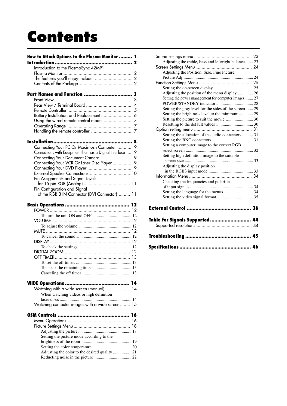 NEC 42MP1 User Manual | Page 7 / 54