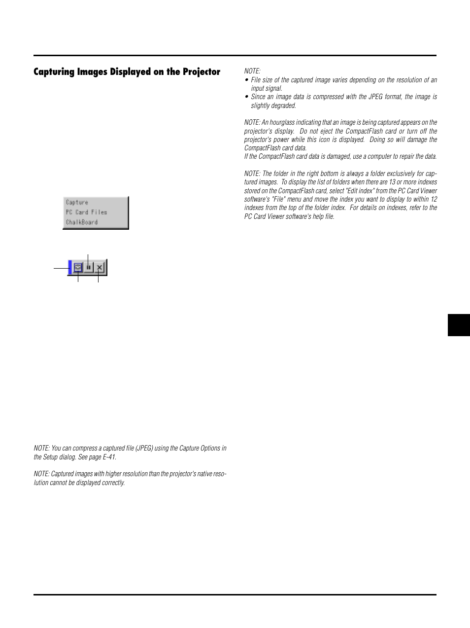 Capturing images displayed on the projector | NEC LT150/LT85 User Manual | Page 52 / 62