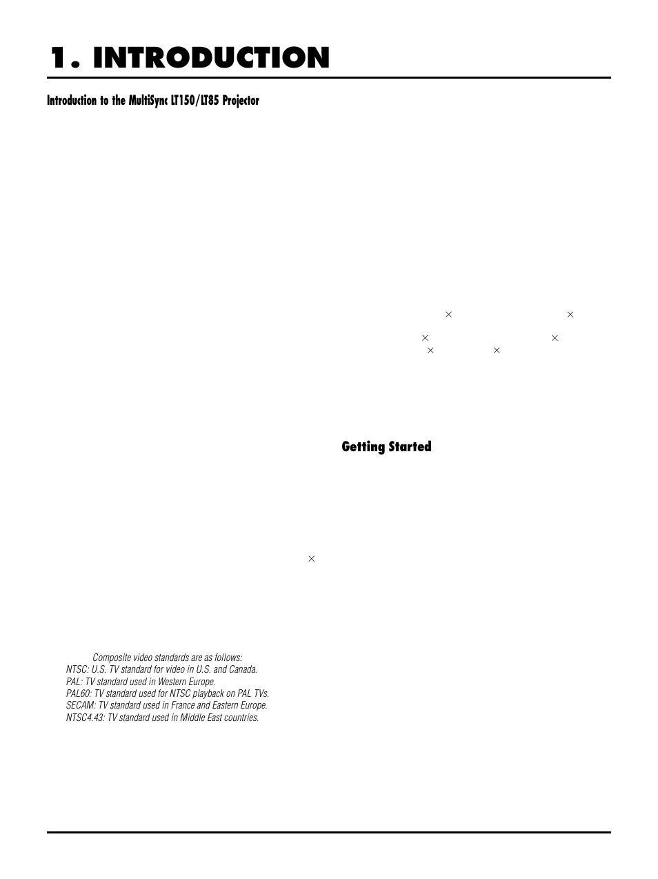Introduction, Getting started | NEC LT150/LT85 User Manual | Page 9 / 62