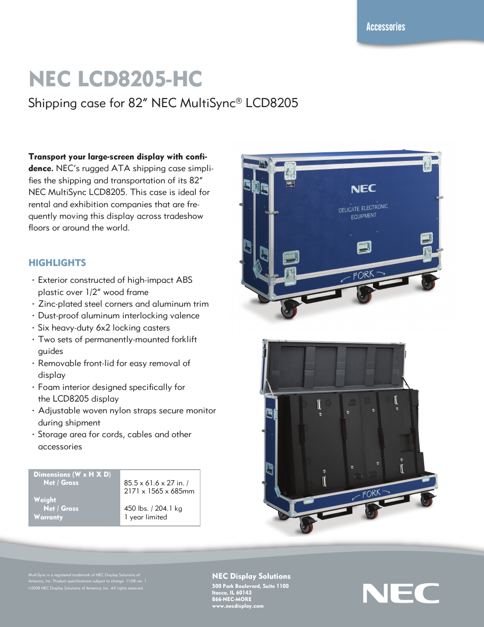 NEC LCD8205-HC User Manual | 1 page