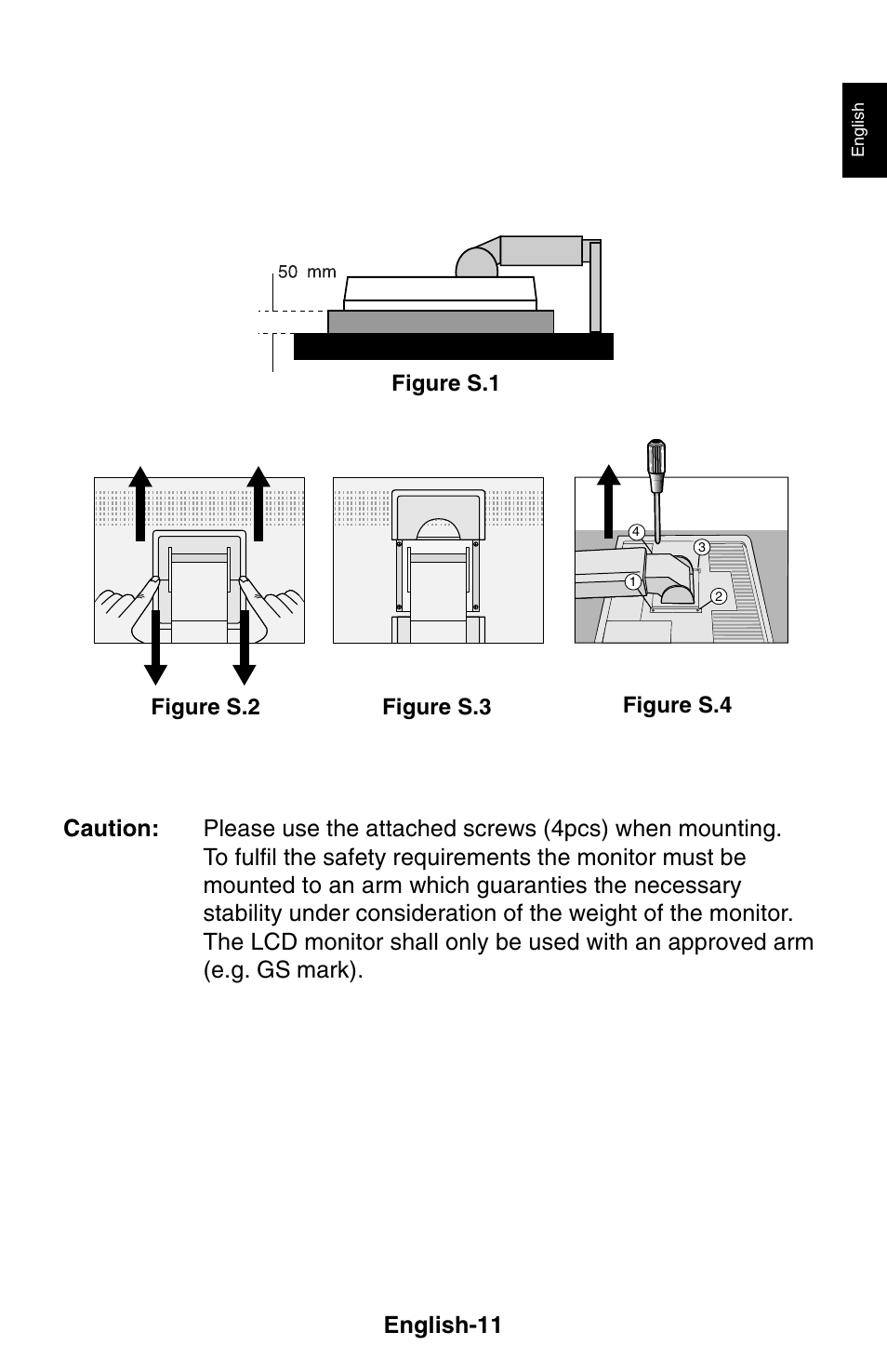 English-11, Figure s.1 figure s.2 figure s.3 figure s.4 | NEC 1850X User Manual | Page 12 / 34