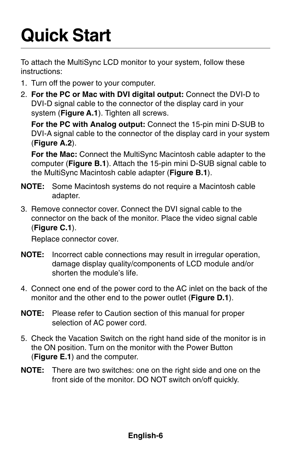 Quick start | NEC 1850X User Manual | Page 7 / 34