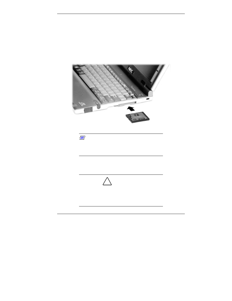 Inserting compactflash cards, Caution | NEC MobilePro 880 User Manual | Page 95 / 133