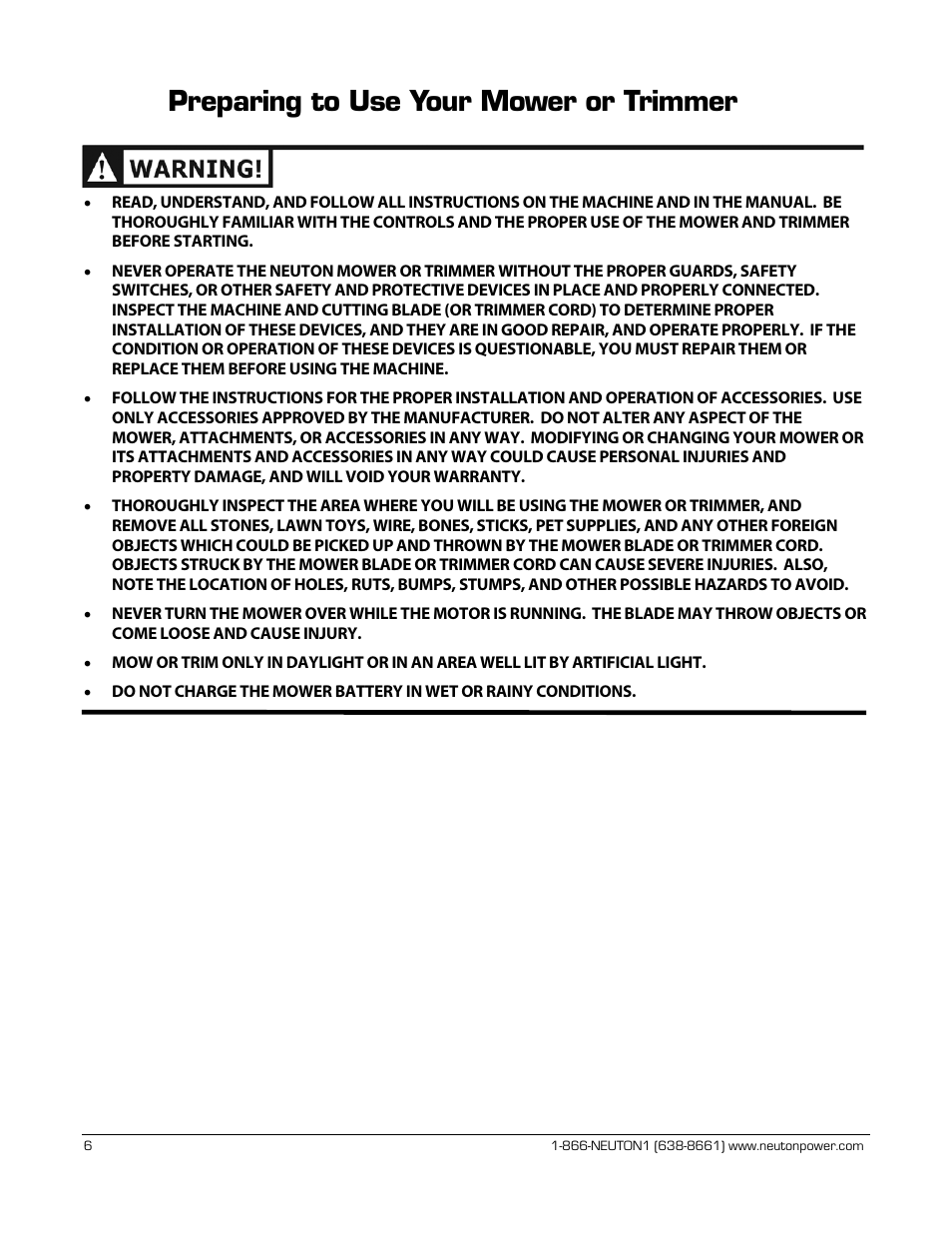 Preparing to use your mower or trimmer | Neuton CE 6.2 User Manual | Page 10 / 66