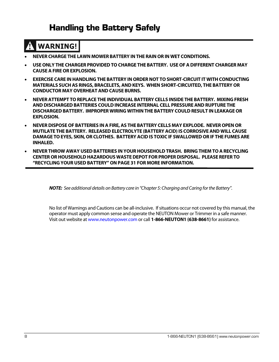 Handling the battery safely | Neuton CE 6.2 User Manual | Page 12 / 66