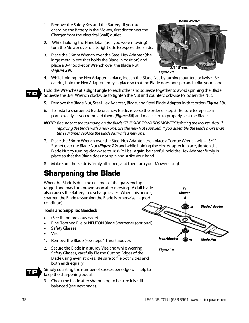 Sharpening the blade | Neuton CE 6.2 User Manual | Page 42 / 66