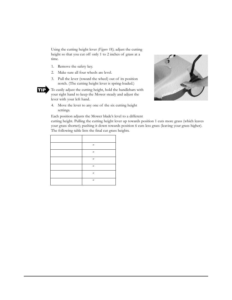 Adjusting the cutting height | Neuton EM 5.1 User Manual | Page 26 / 52