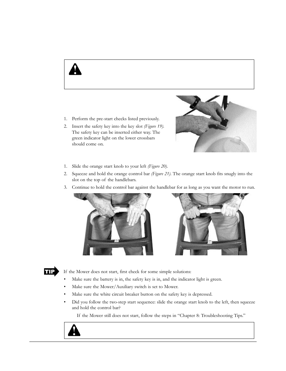 Starting the motor and engaging the blade, Starting the mower | Neuton EM 5.1 User Manual | Page 27 / 52