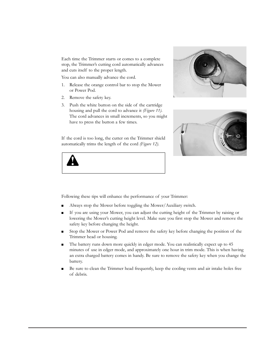 Advancing the cord, Tips for using your trimmer | Neuton MA 3.0 User Manual | Page 17 / 24
