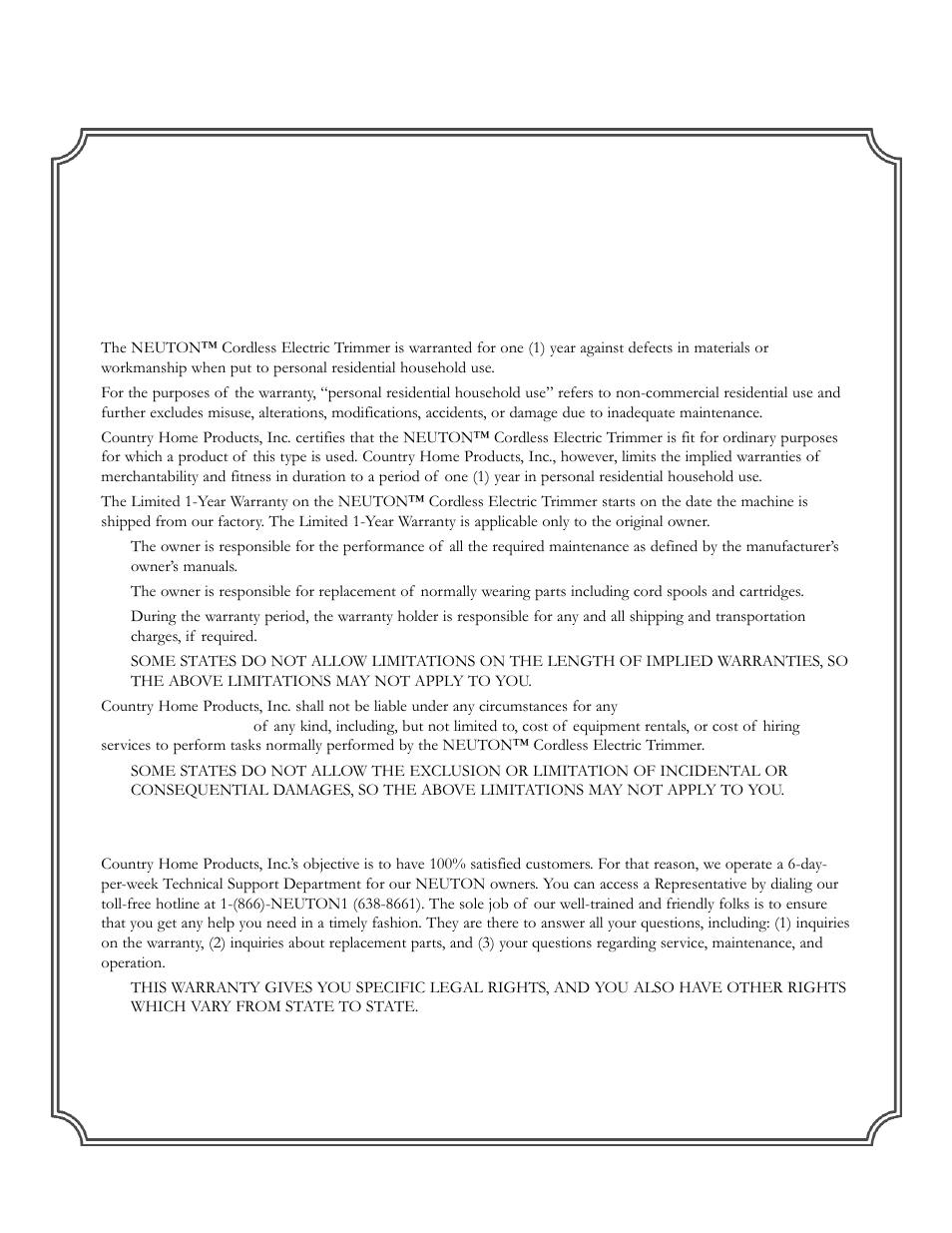 Limited one-year warranty | Neuton MA 3.0 User Manual | Page 23 / 24