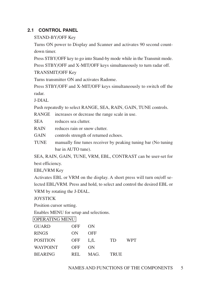 1 control panel | Network Computing Devices JRC 1500 MKII User Manual | Page 12 / 50
