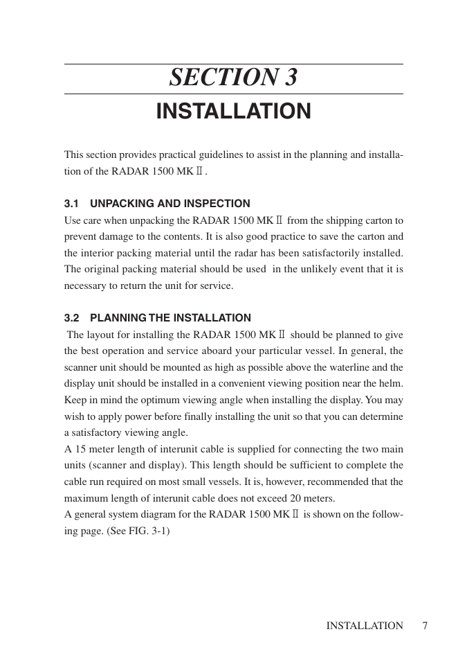 Section 3 installation, 1 unpacking and inspection, 2 planning the installation | Installation | Network Computing Devices JRC 1500 MKII User Manual | Page 14 / 50