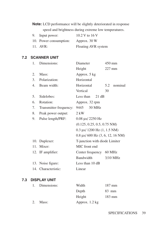 2 scanner unit, 3 display unit | Network Computing Devices JRC 1500 MKII User Manual | Page 46 / 50