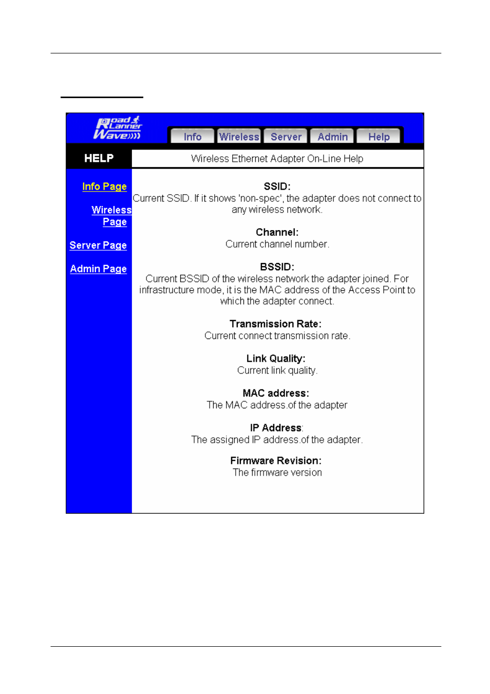 The help tab | Network Computing Devices Wireless Ethernet Adapter GW-EN11H User Manual | Page 22 / 26