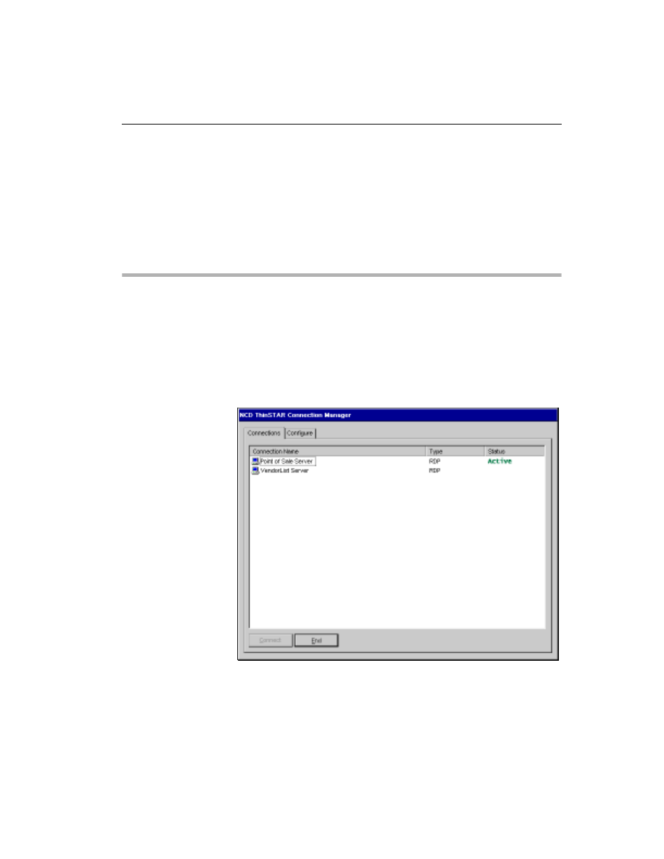 Switching the terminal to lan mode, Using the connection manager, Figure 1-5 ncd thinstar connection manager | Network Computing Devices 300 User Manual | Page 15 / 45