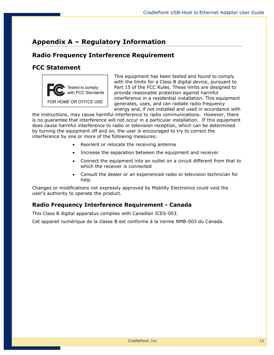 Web-14, Appendix a – regulatory information | Network Computing Devices USB-Host to Ethernet Adapter PS6U1UHE User Manual | Page 14 / 16