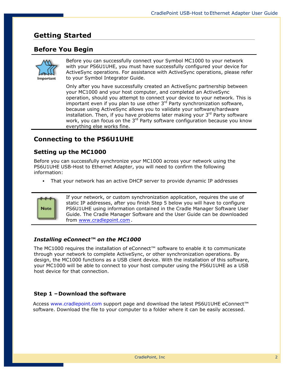 Web-5, Getting started, Before you begin | Connecting to the ps6u1uhe | Network Computing Devices USB-Host to Ethernet Adapter PS6U1UHE User Manual | Page 5 / 16