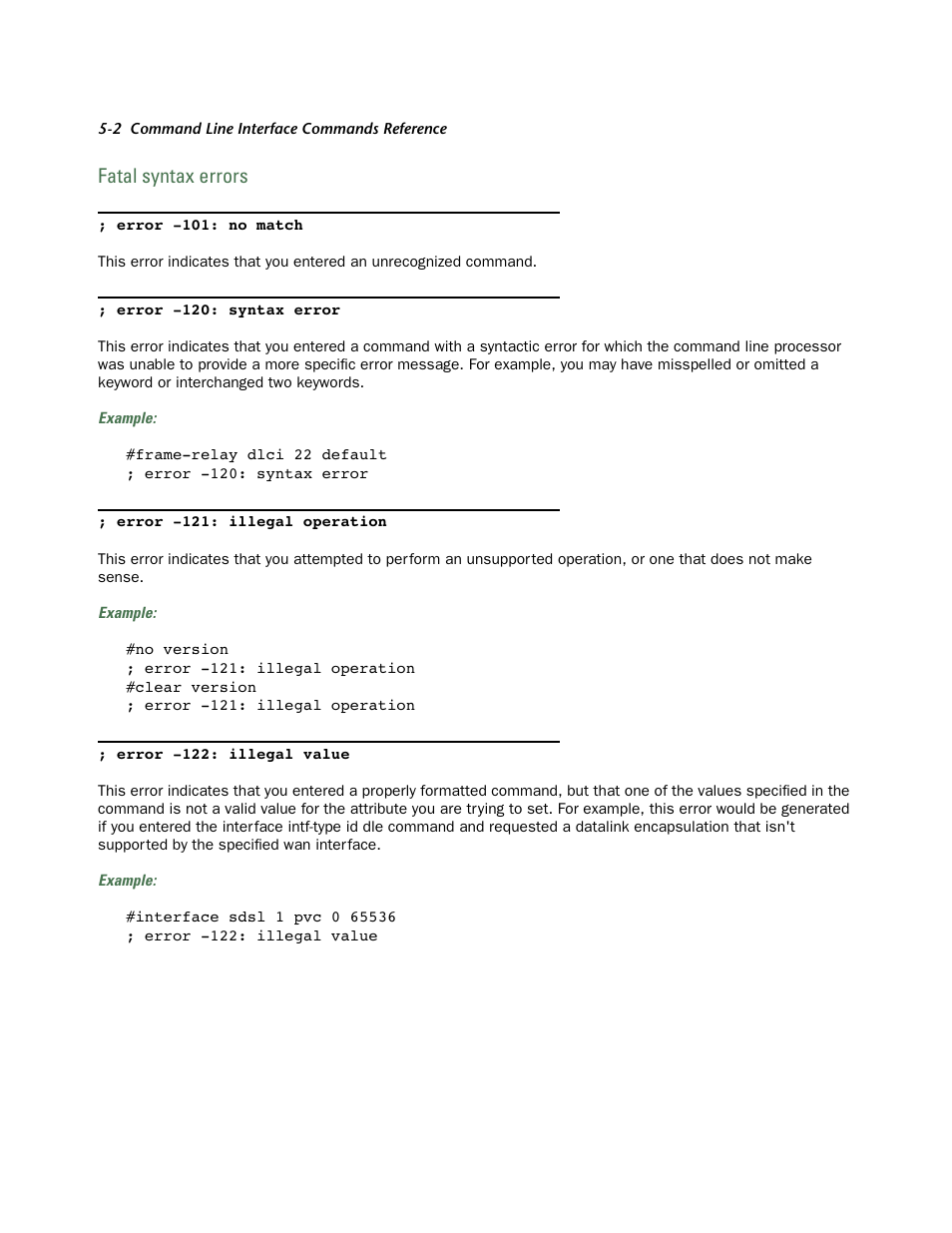 Fatal syntax errors, Fatal syntax errors -2 | Netopia CLI 874 User Manual | Page 184 / 207