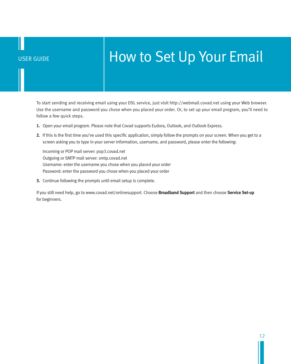 How to set up your email | Netopia Network Adapte User Manual | Page 12 / 19
