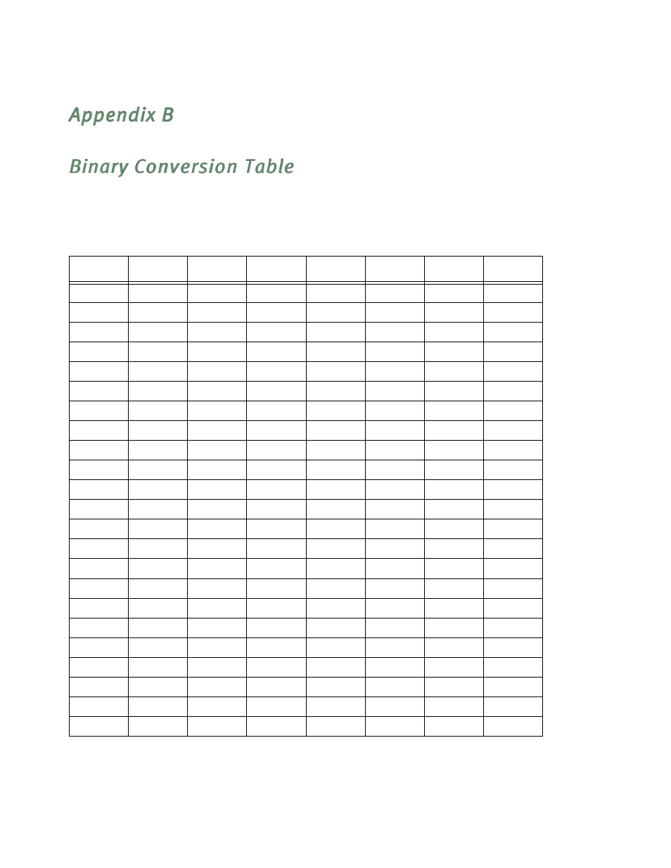 Binary conversion table | Netopia D3232 IDSL User Manual | Page 111 / 138