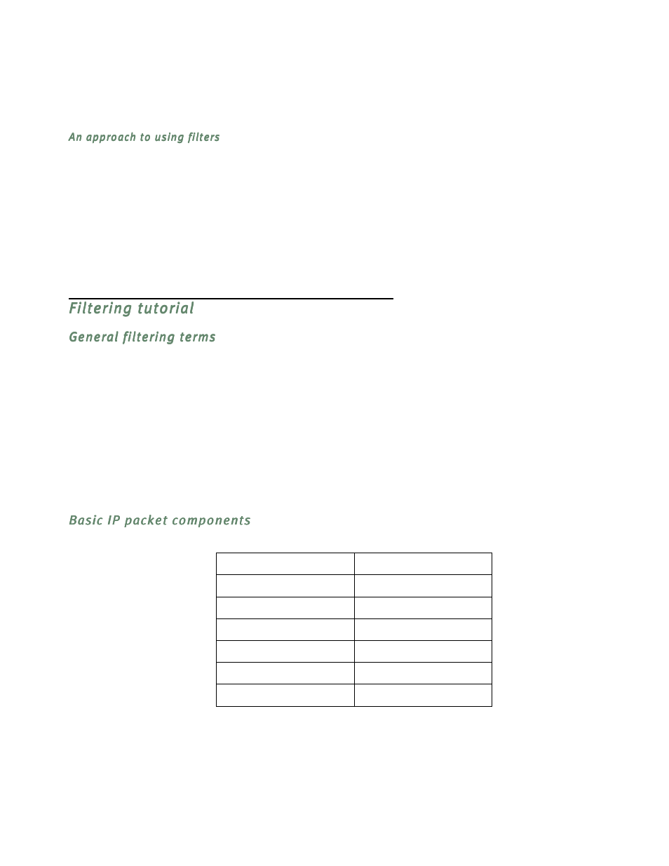 Filtering tutorial, General filtering terms, Basic ip packet components | Netopia D3232 IDSL User Manual | Page 71 / 138