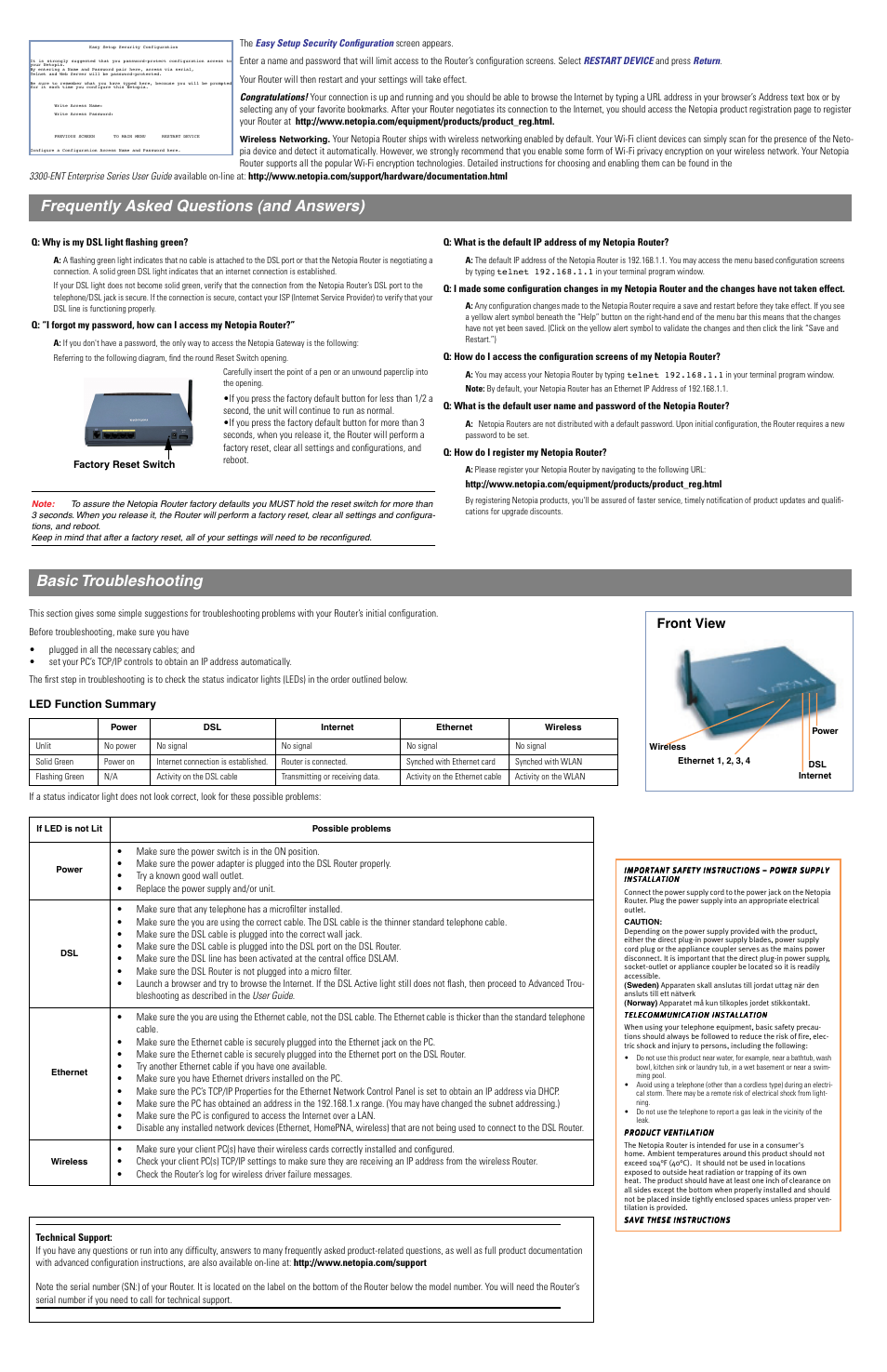Front view | Netopia 3300-ENT User Manual | Page 2 / 2