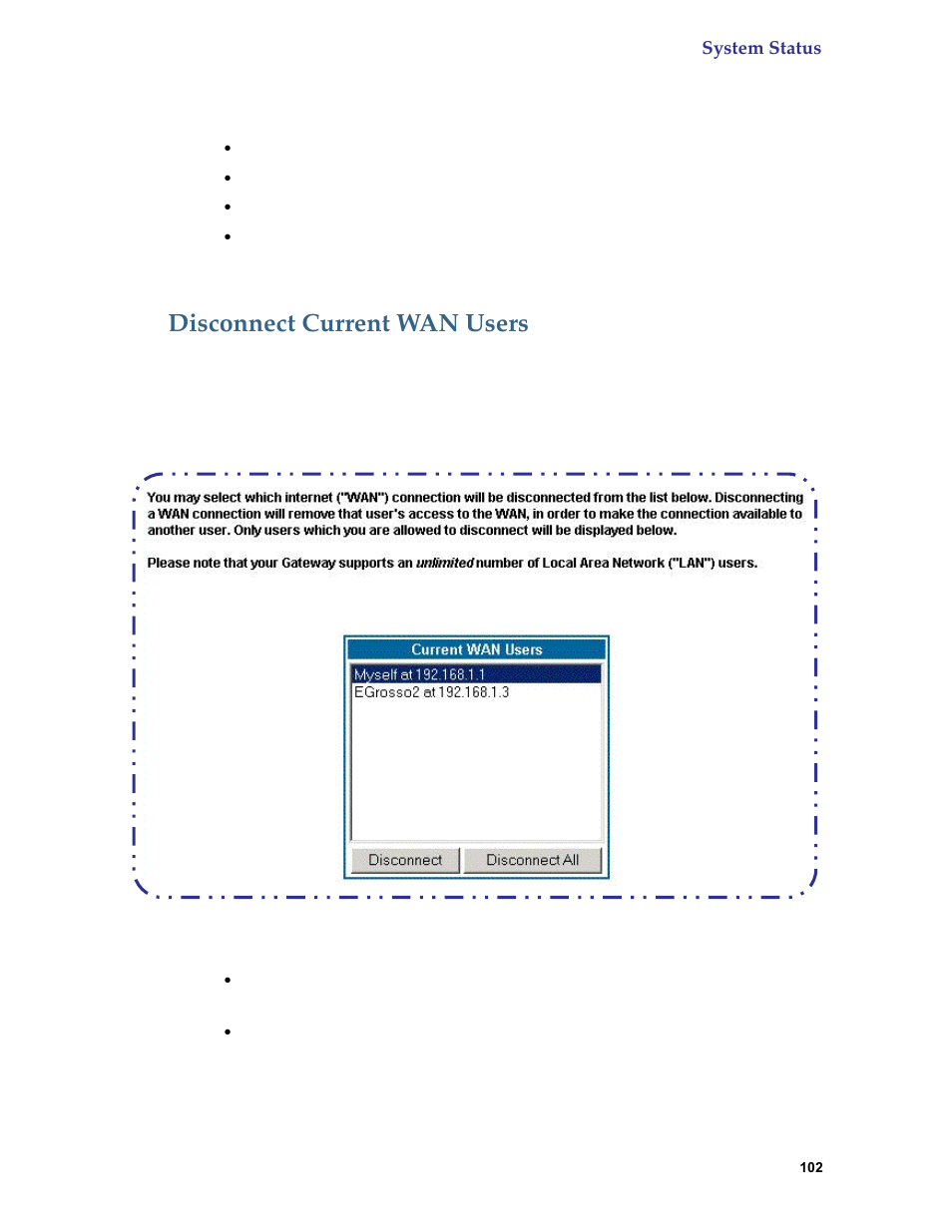 Disconnect current wan users | Netopia 6.3 User Manual | Page 102 / 161