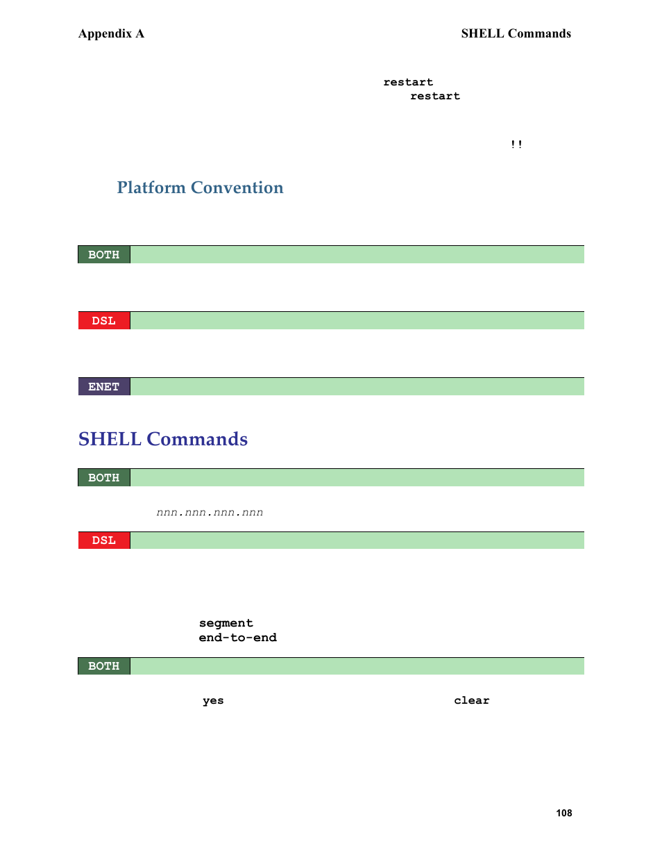 Platform convention, Shell commands | Netopia 6.3 User Manual | Page 108 / 161