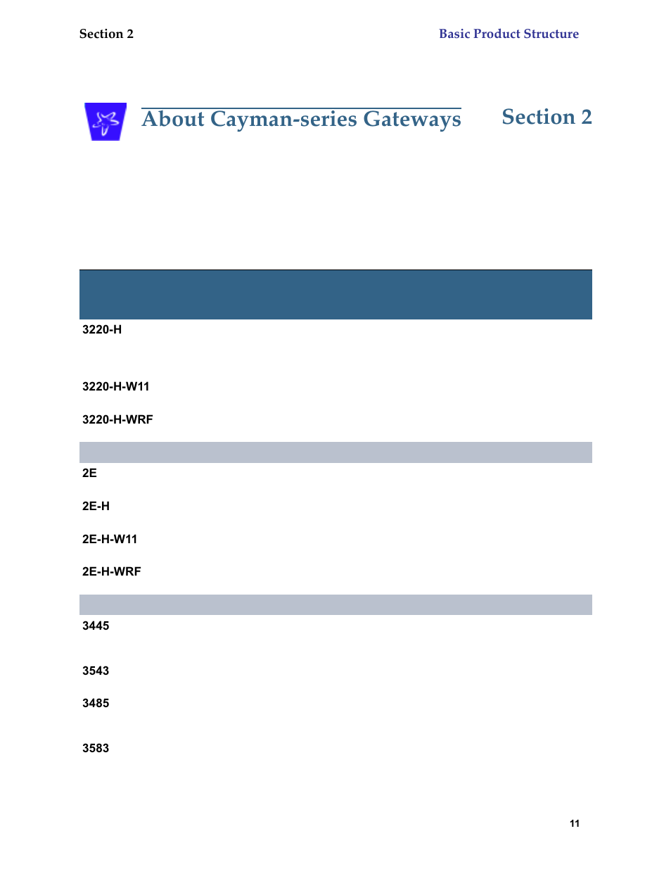 About cayman-series gateways, Basic product structure, About cayman-series gateways section 2 | Netopia 6.3 User Manual | Page 11 / 161